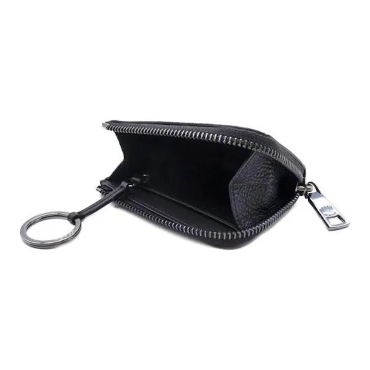 COACH Pebbled Leather Key Pouch Mini Men's Black-4