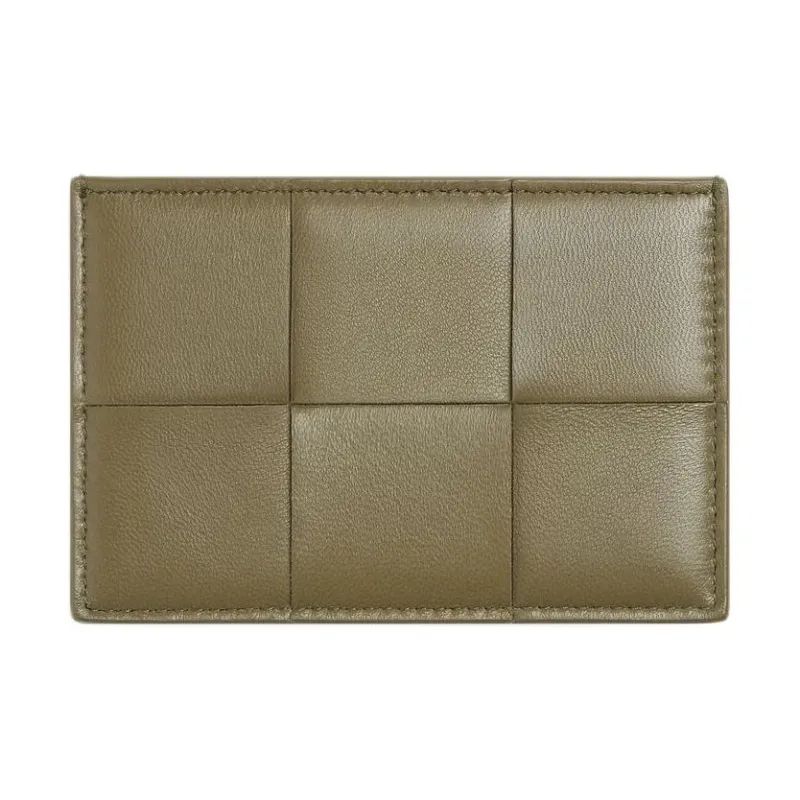 Bottega Veneta CASSETTE Lambskin Card Holder Men's Algae Green With Dark Color Praline-0
