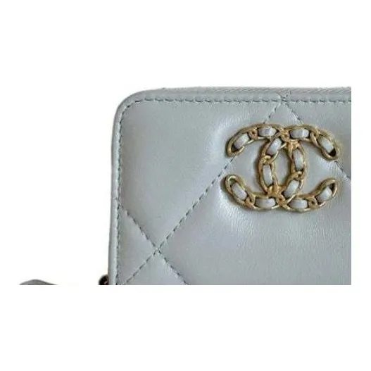 CHANEL 19 Zipped Coin Purse Light Grey AP0949-5