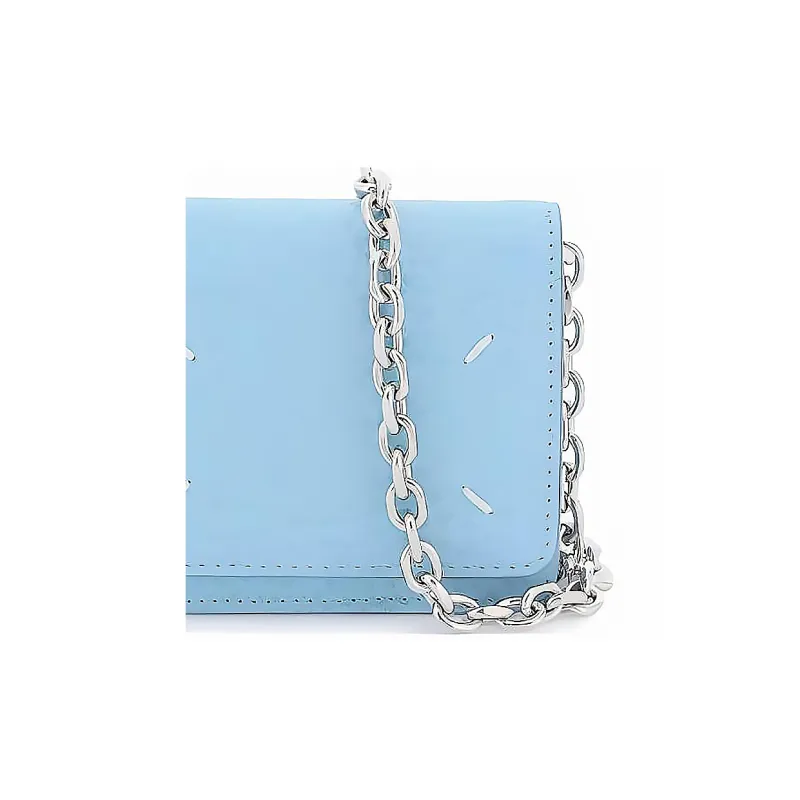 Maison Margiela Grain Calfskin Shoulder Bag, Crossbody Bag, Wallet Women's Blue-4