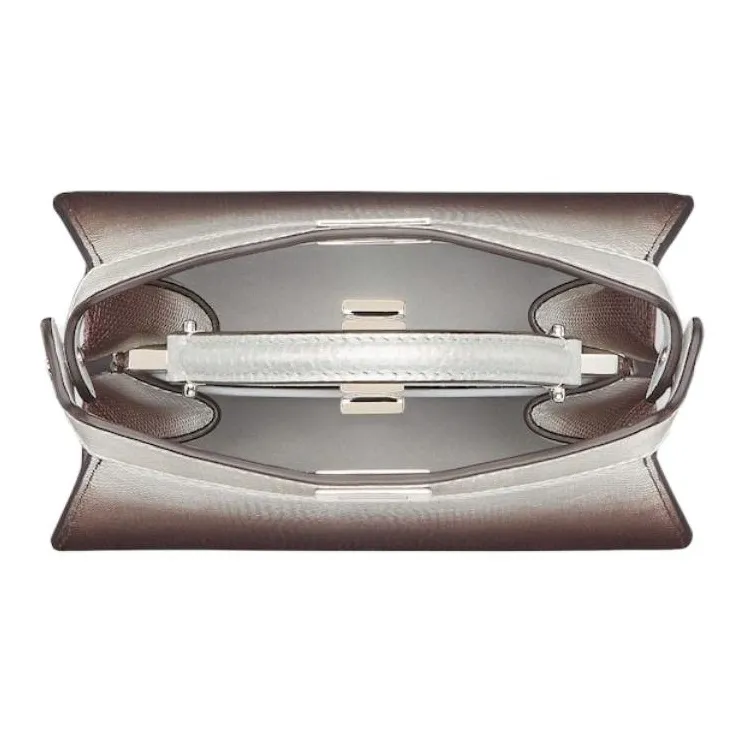FENDI Peekaboo ISeeU Leather Shoulder Bag, Crossbody Bag, Handbag Women's Gray-2