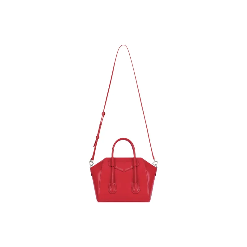 Givenchy Antigona Lock Calfskin Leather One Shoulder Handbag Mini Women's Red-2