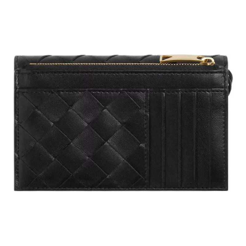 Bottega Veneta Andiamo Series Lambskin Card Holder Women's Black-1