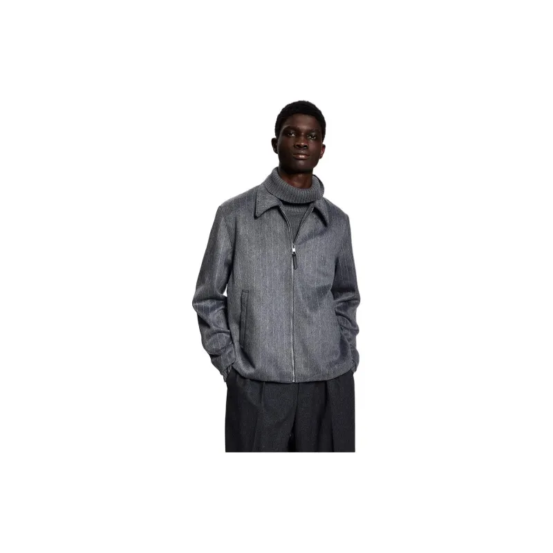 H&M Jackets & Coats Men's Dark Gray With Pinstripe-3