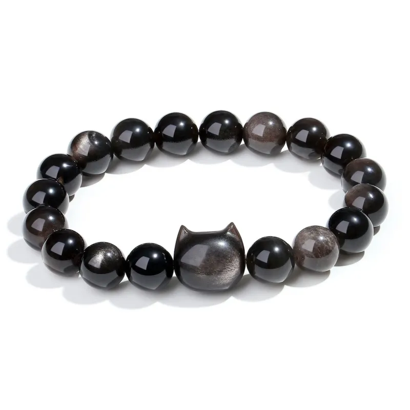 PUTUOSHANWENCHUANG Obsidian Bracelets Unisex-4