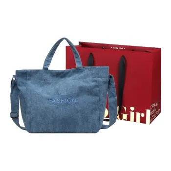 GOX Corduroy Tote Bag, Shopping Bag, Shoulder Bag, Crossbody Bag, Handbag Women's Ecru/Black/Khaki/Brown/Blue