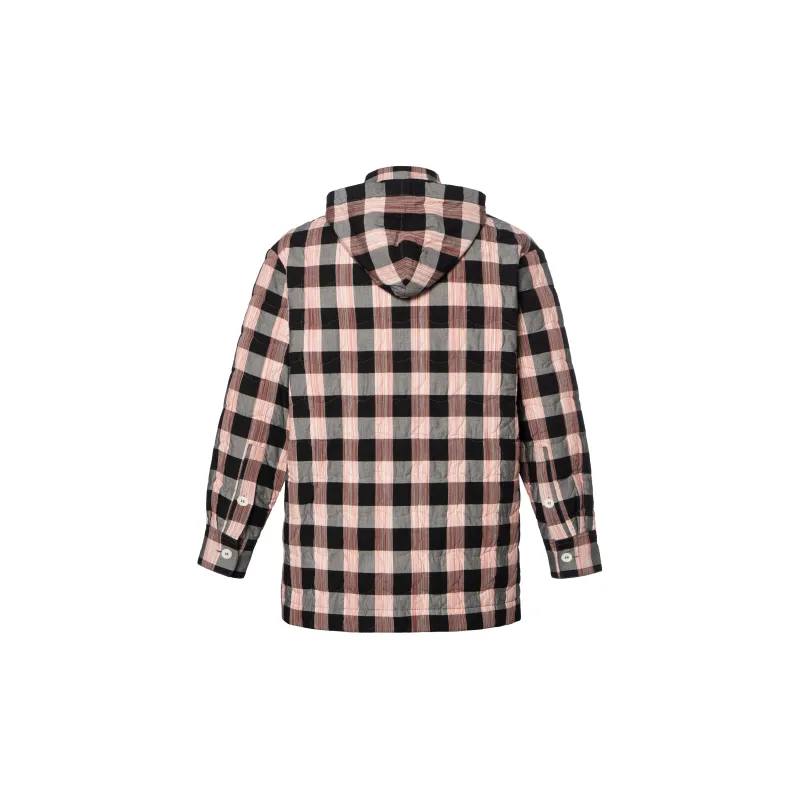 LOEWE Quilted Check Hooded Shirt-1