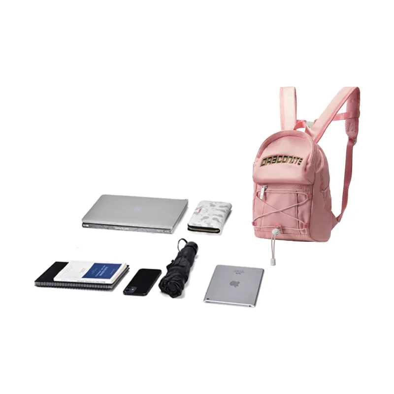 QRST Polyester Backpack Unisex Gray/Pink-9