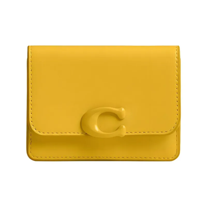 COACH Bandit Calfskin Wallet Mini Women's Canary Color-0