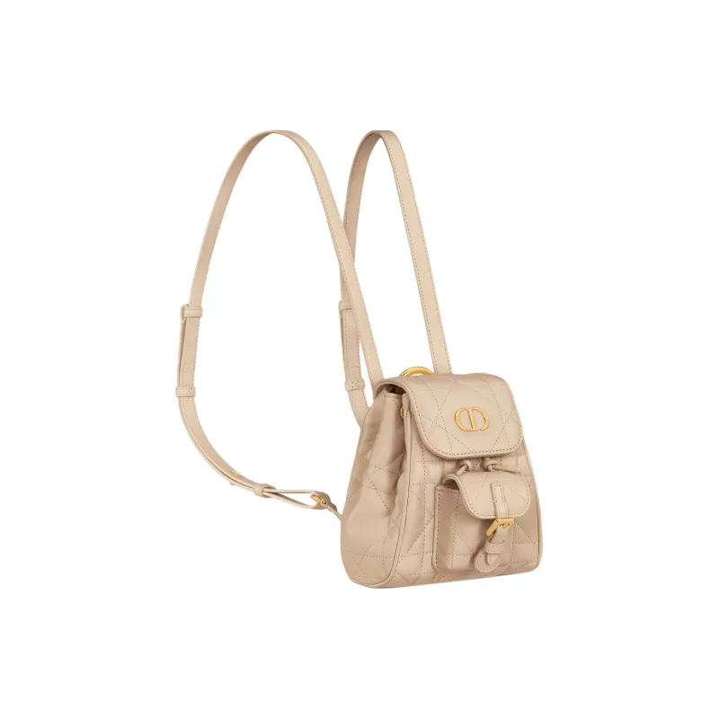 DIOR Caro Sheepskin Backpack Women's Powder Beige-1