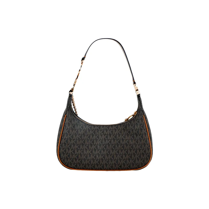 MICHAEL KORS Piper Coated Canvas With Patchwork Shoulder Bag Small Size Women's Brown-2
