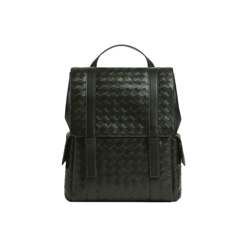 Bottega Veneta Lambskin Backpack Men's Dark Green