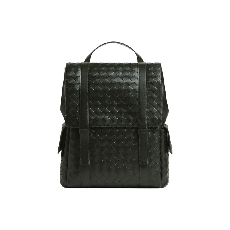 Bottega Veneta Lambskin Backpack Men's Dark Green-0