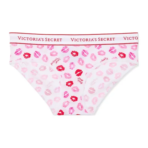 Victoria's Secret Underpants Women's 1 Pack Psilon White Base Lip Print