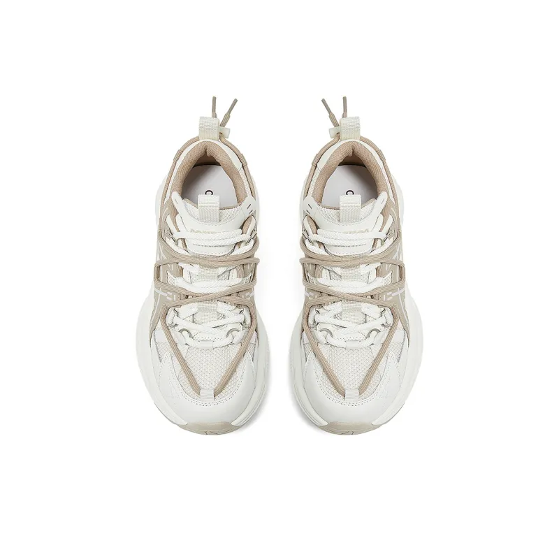 COMELY Chunky Sneakers Women's Low Top Beige/Apricot/Gray-3