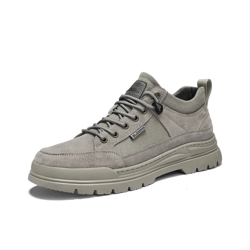 QIUTEXIONG Work Boots Men Mid Top Sand/Gray-2