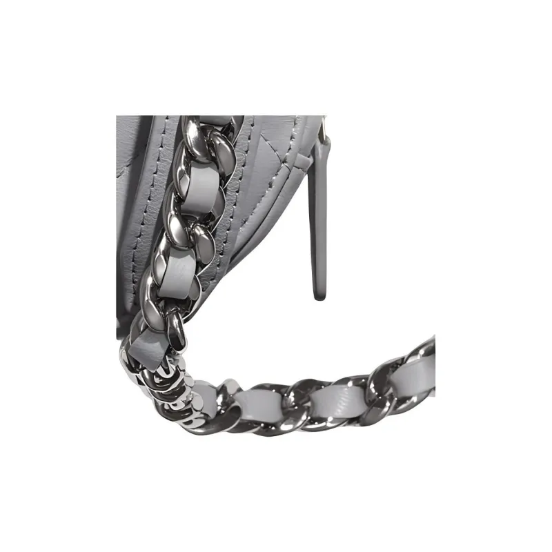 CHANEL Lambskin Clutch, Shoulder Bag, Crossbody Bag Women's Gray-4