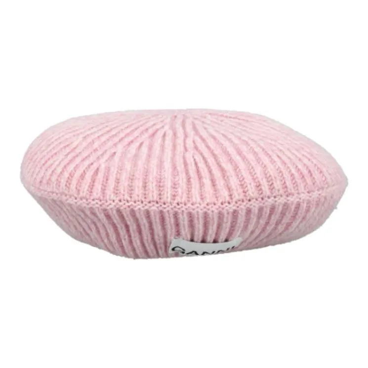 GANNI Wool Nylon Berets Women's Pink-2