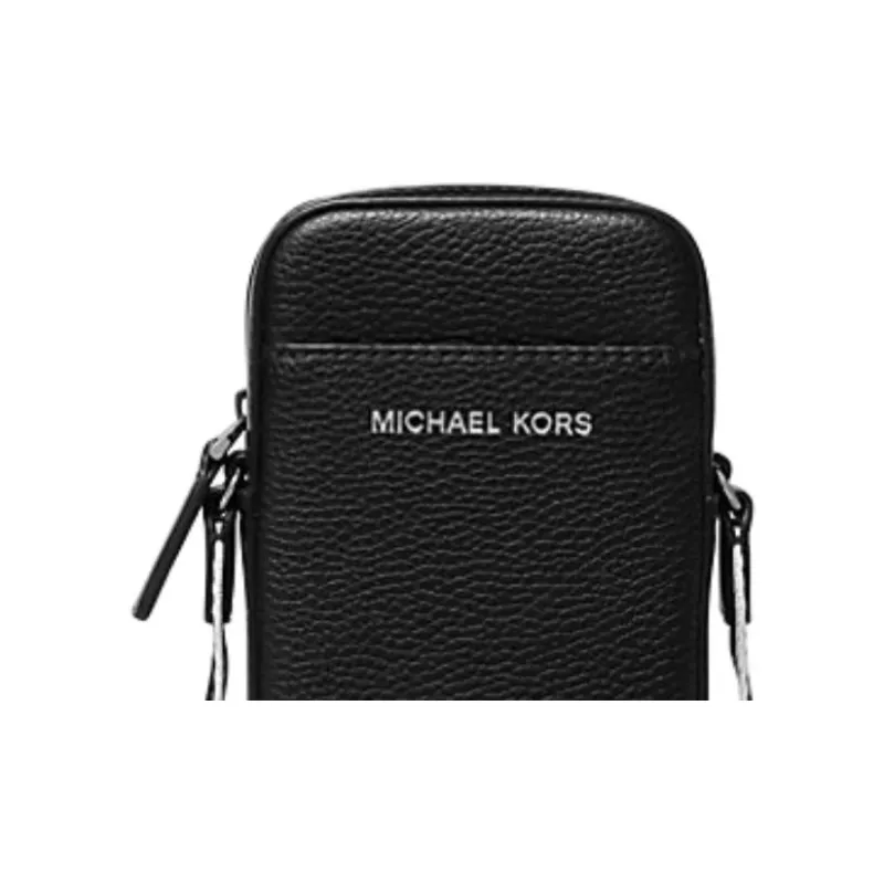 MICHAEL KORS MK Cooper Litchi Grain Leather One Shoulder Crossbody Cell Phone Pouch Men's Black-2