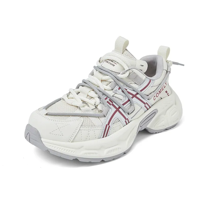 COMELY Chunky Sneakers Women's Low Top Beige/Apricot/Gray-6