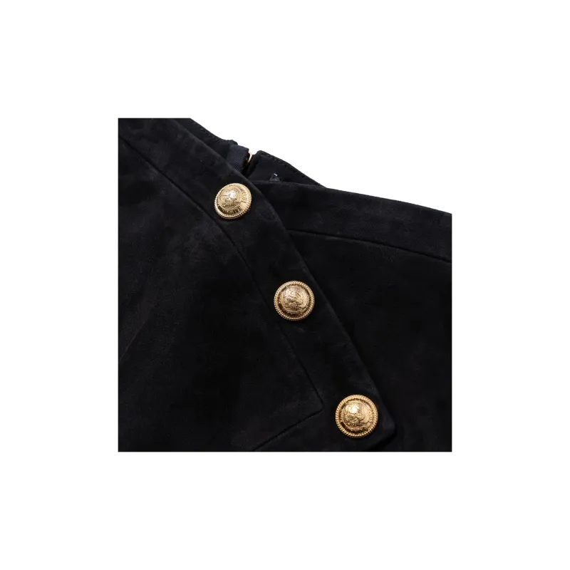 BALMAIN Leather Short Skirts Women's Black-5