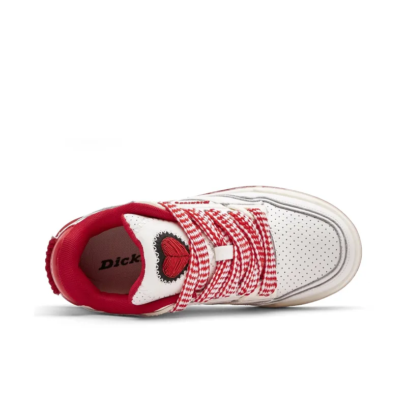 Dickies Low-Top Skateboard Shoes Unisex White Red-2
