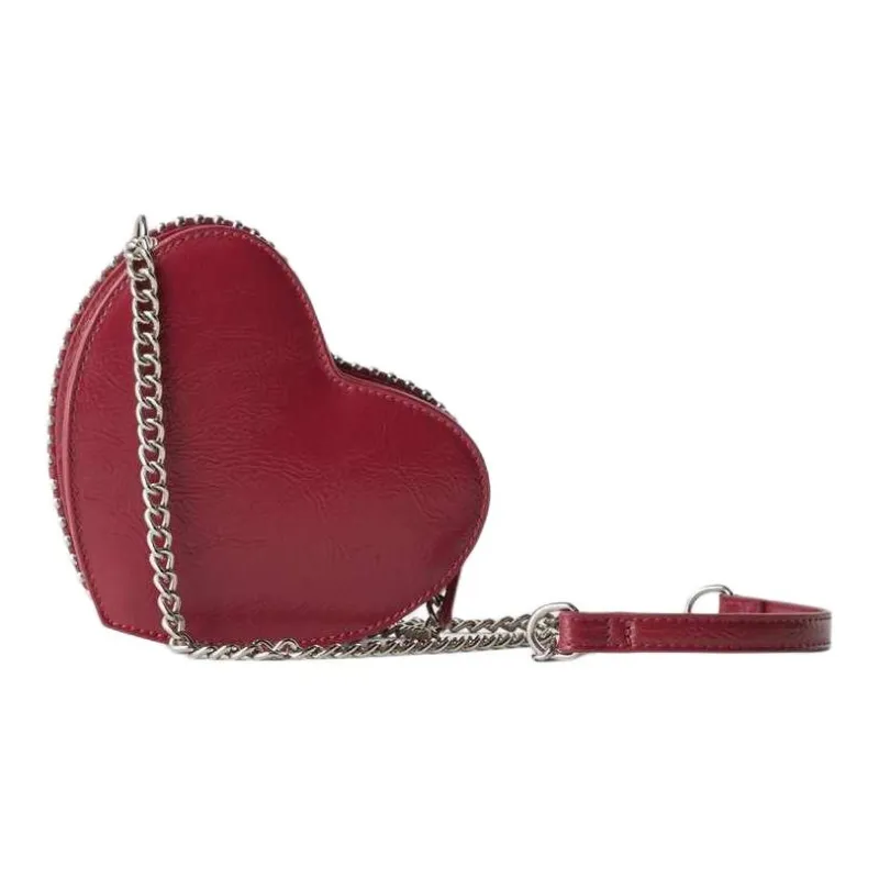 ZARA Polyurethane Shoulder Bag Women's Red-1