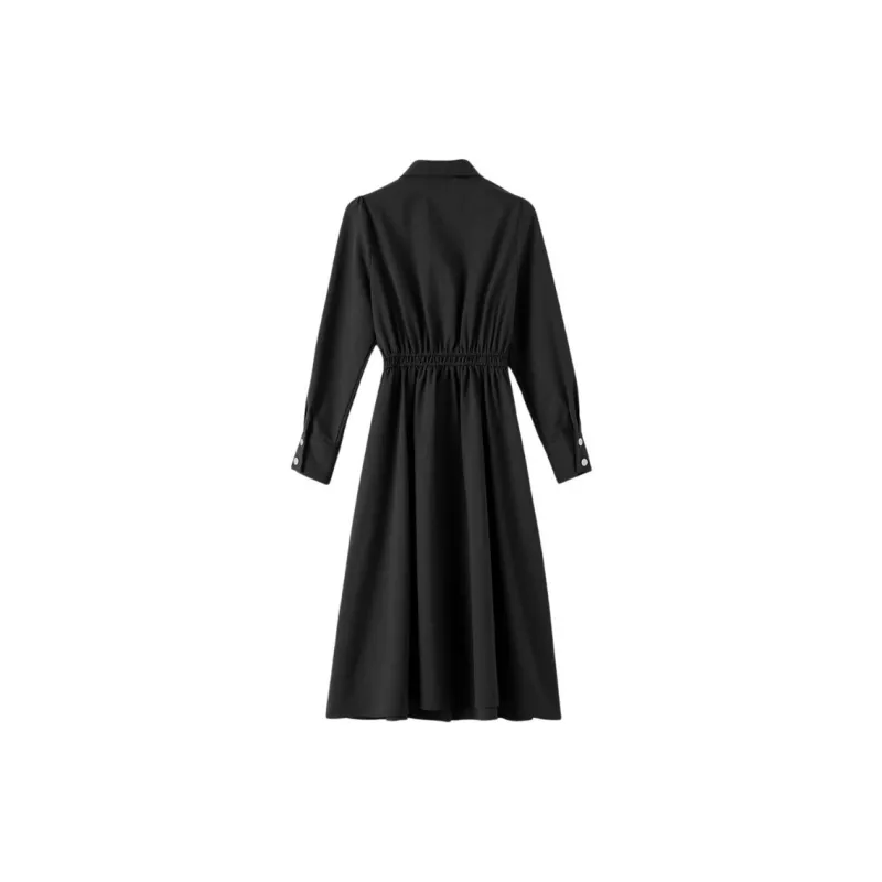 Late White Long Sleeved Dress Women's Dark Gray-1