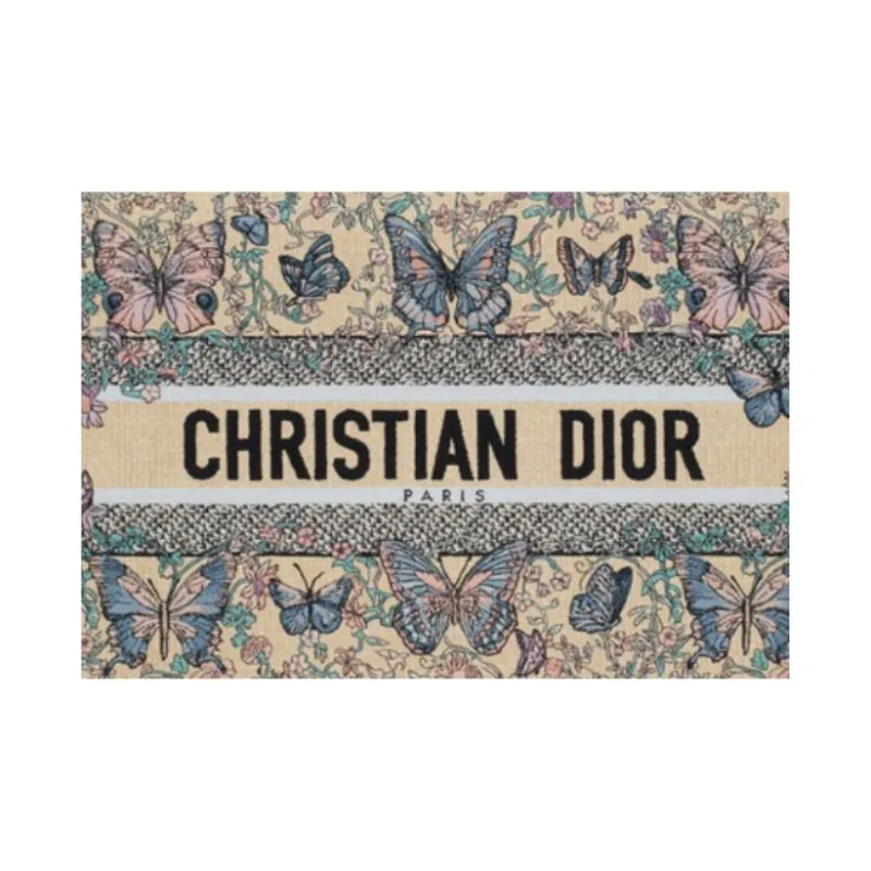 DIOR BookTote Cotton Tote Bag, Shopping Bag, Handbag Medium Size Women's Raffia Grass Blue-4