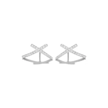 Clect White Stud Earrings Women's