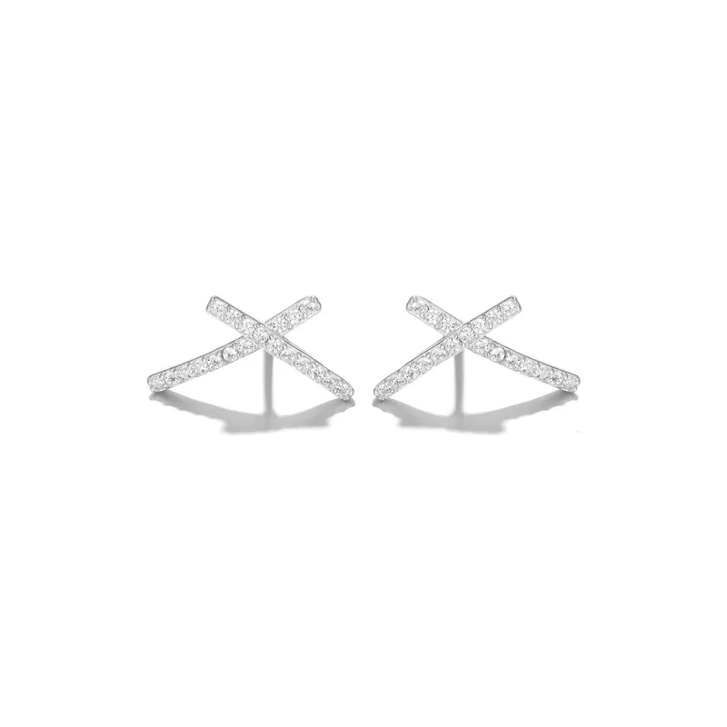 Clect White Stud Earrings Women's-0