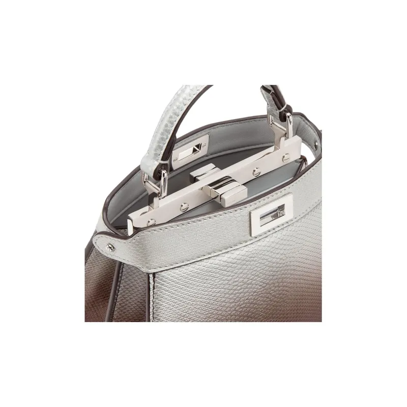 FENDI Peekaboo ISeeU Leather Shoulder Bag, Crossbody Bag, Handbag Women's Gray-3
