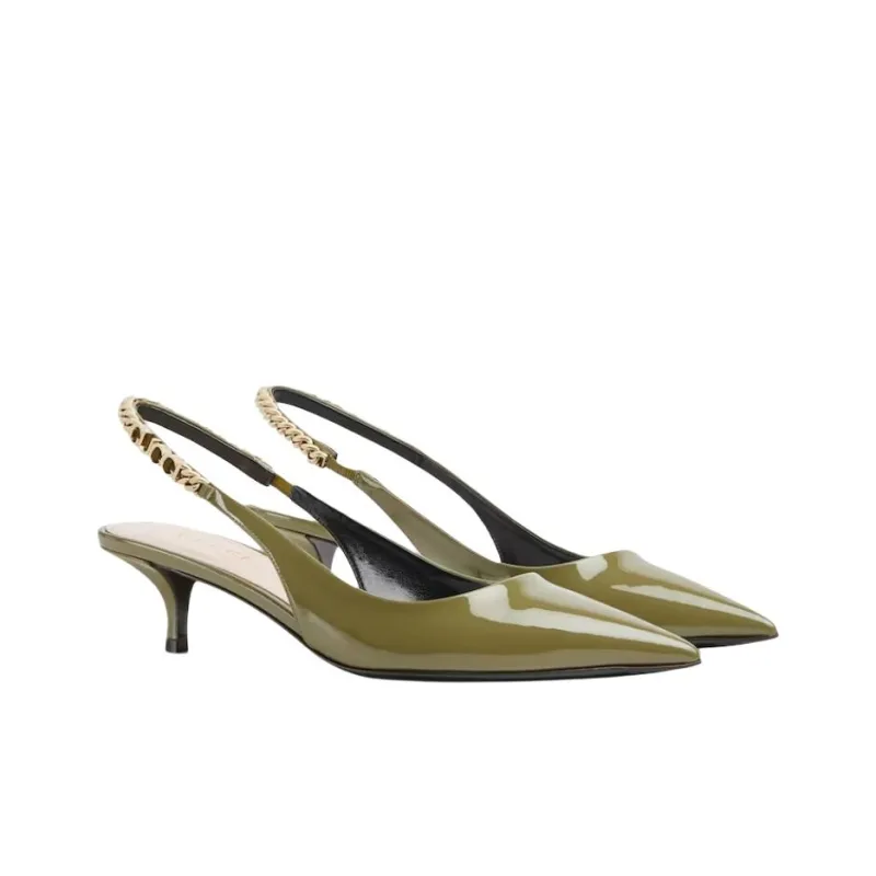 GUCCI Signoria Slim Heel High Heels Women's Green-1