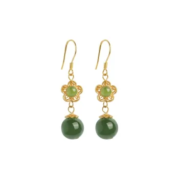 Heng Tai Jewelry Hetian Jade Earrings Jasper Women's