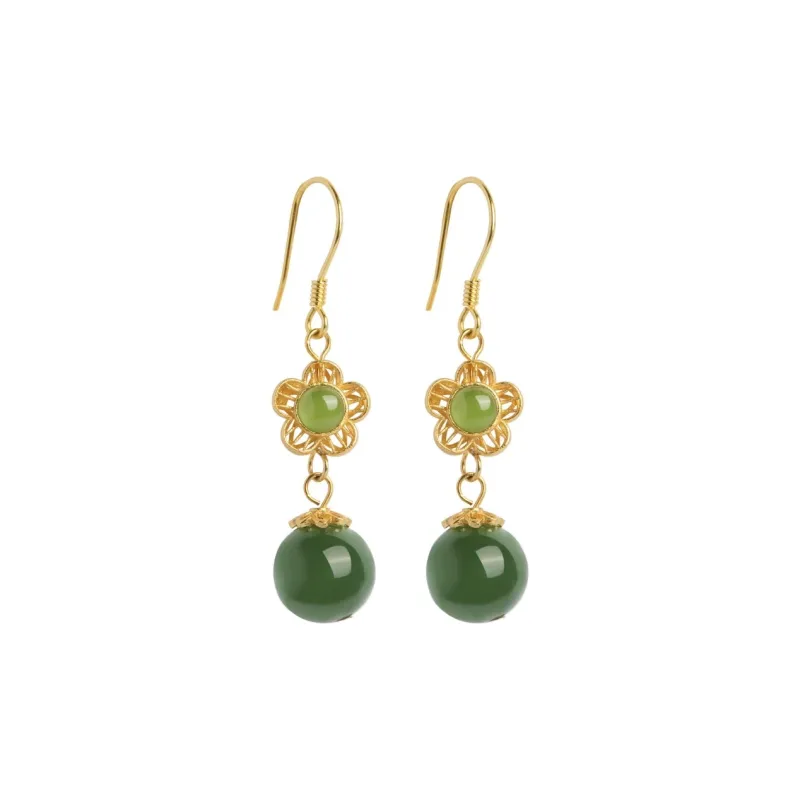 Heng Tai Jewelry Hetian Jade Earrings Jasper Women's-0