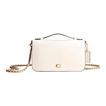 COACH Calfskin Baguette Bag, Handbag, Shoulder Bag, Crossbody Bag Trumpets Women's White
