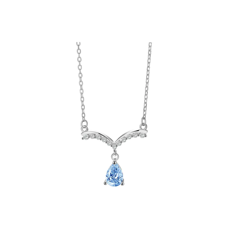 Regalrose 925 Sterling Silver Zircon Necklaces Women's Silver-0
