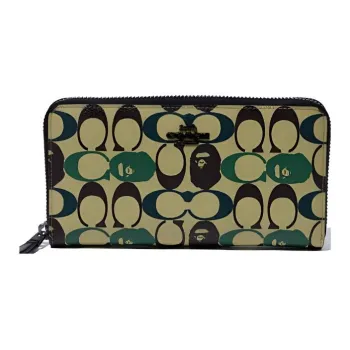 A BATHING APE Bape X Coach Collaboration Coated Canvas Wallet Regular Unisex Black Copper/Camouflage Multicolor