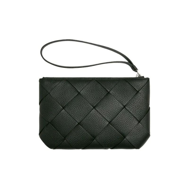 Bottega Veneta Calfskin Clutch Medium Size Men's Dark Green-1
