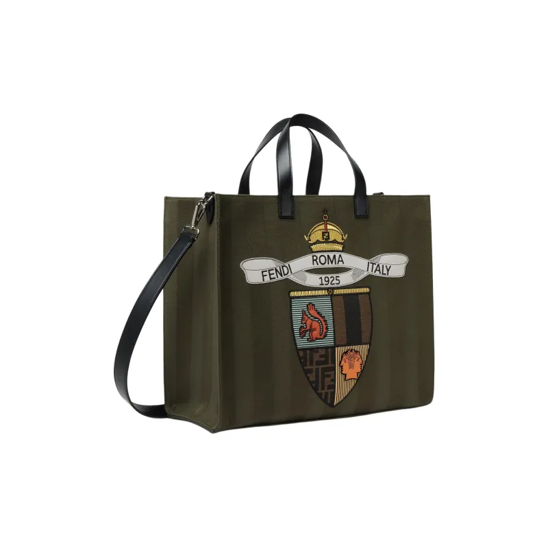FENDI Cotton Tote Bag, Shopping Bag, Shoulder Bag, Crossbody Bag, Handbag Men's Dark Green-1