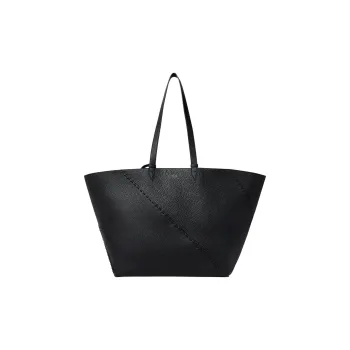 FENDI Calfskin Tote Bag Shopping Bag Handbag Shoulder Bag Large Size Women's Black