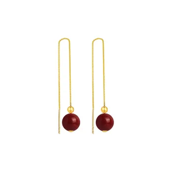 HENGTAIZHUBAO Cinnabar S925 Silver Hoop Earrings Women's