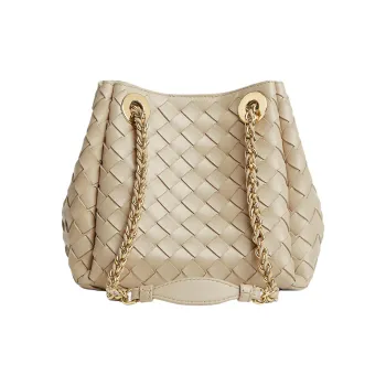 Bottega Veneta Parachute Sheepskin Shoulder Bag Small Size Women's Light Umber