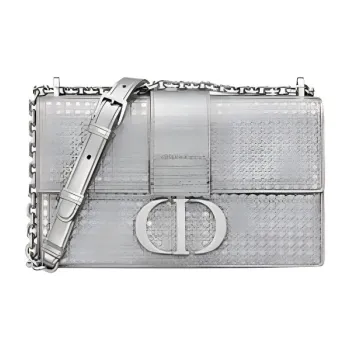 DIOR 30 Montaigne Cow Leather Chain Bag Shoulder Bag Crossbody Bag Women's Silver