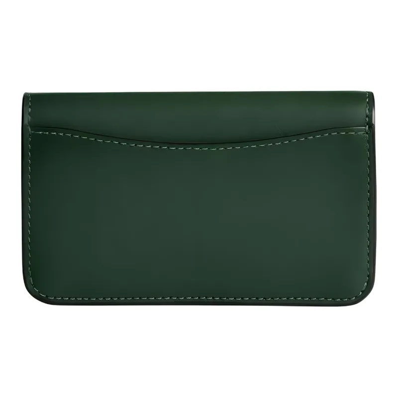 COACH Card Case Refined Calfskin Card Holder Mini Women's Hunter Green-1
