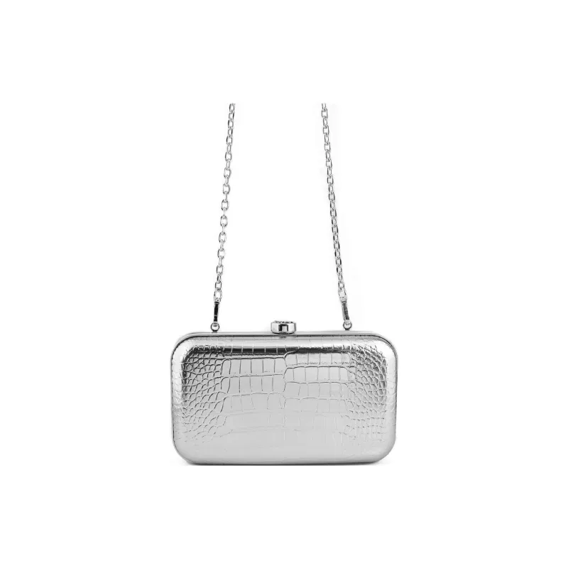 MICHAEL KORS Metal One Shoulder Clutch Women's Silver-0