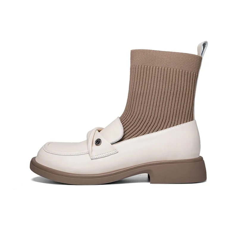 HANG TEN Ankle Boots Women's Black/Beige-7