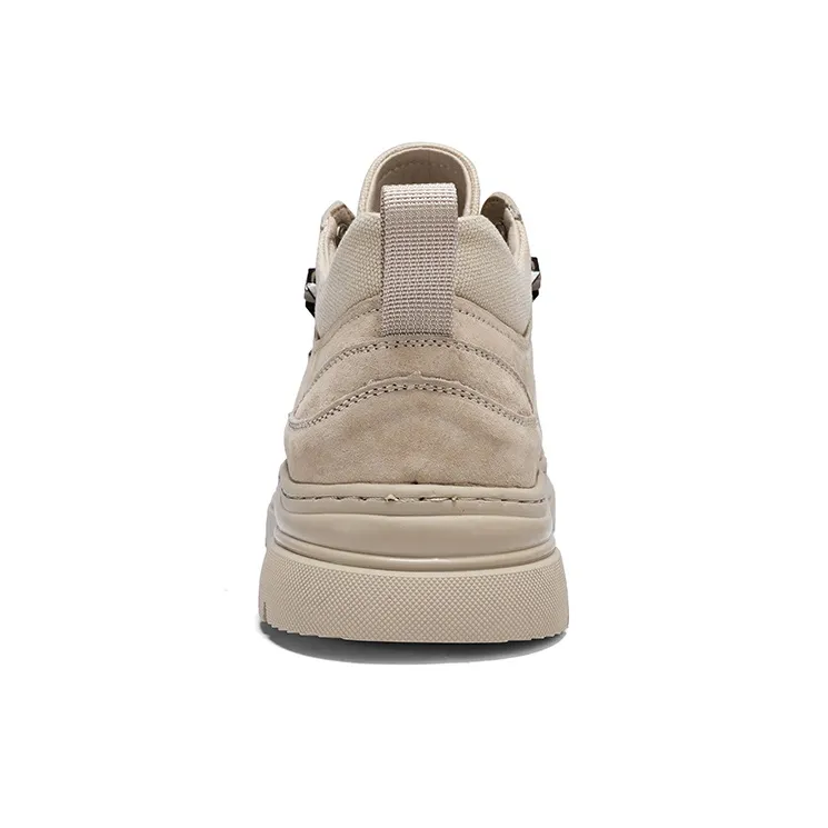 QIUTEXIONG Work Boots Men Mid Top Sand/Gray-8