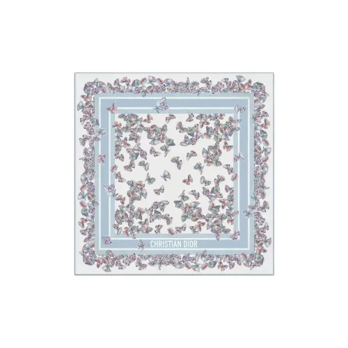 DIOR Mulberry Silk Silk Scarves Women's Sky Blue