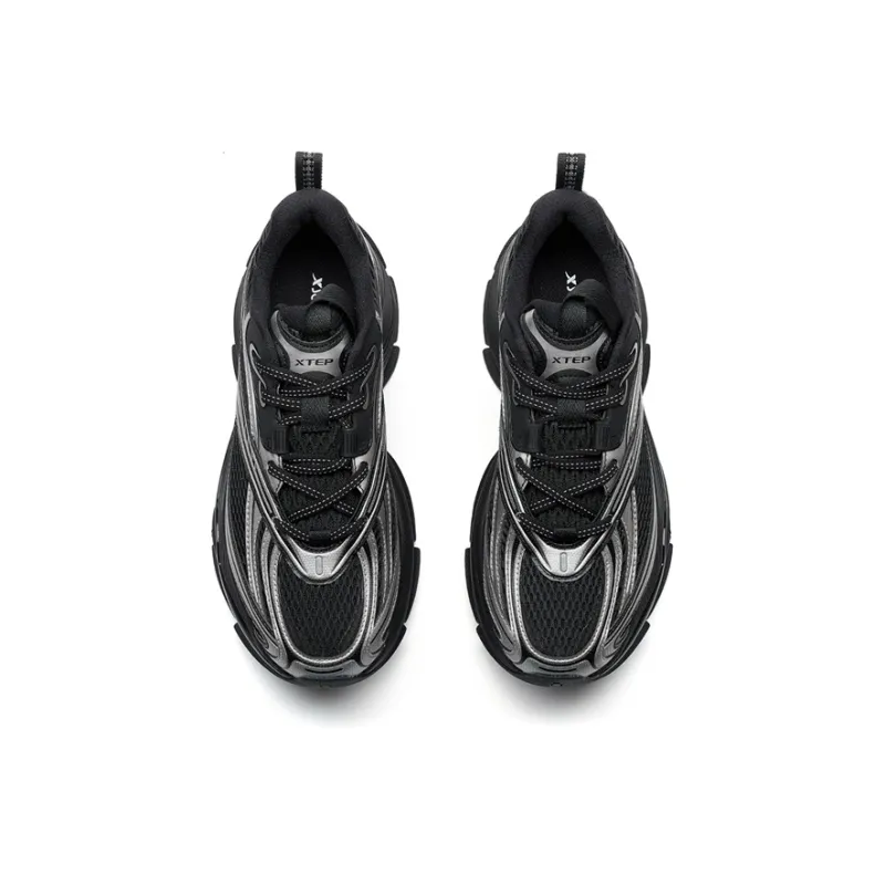 XTEP Basque 2 Anti Slip And Wear Resistant Height Increasing Low Top Casual Shoes Men's Black Silver-3